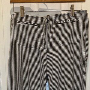 Nanette Lapore Black White strip wide-leg pant with corset tie size 2